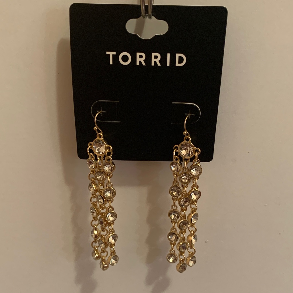 Torrid Gold Dangle Earrings With Rhinestones 15$